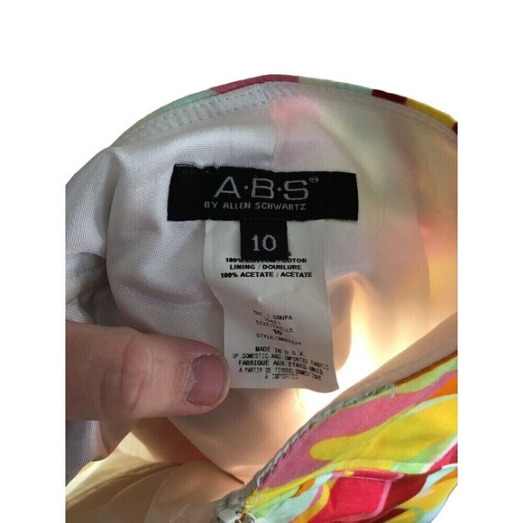 ABS by Allen Schwartz Multicolor Cotton Backless Mini Dress Women's 10 Lined - Picture 6 of 6